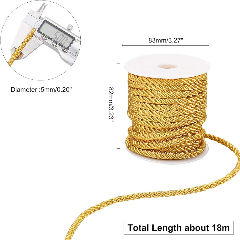 1 Roll 59 Feet Gold Cord 5mm T - Cord Trim Twisted 评论和价格