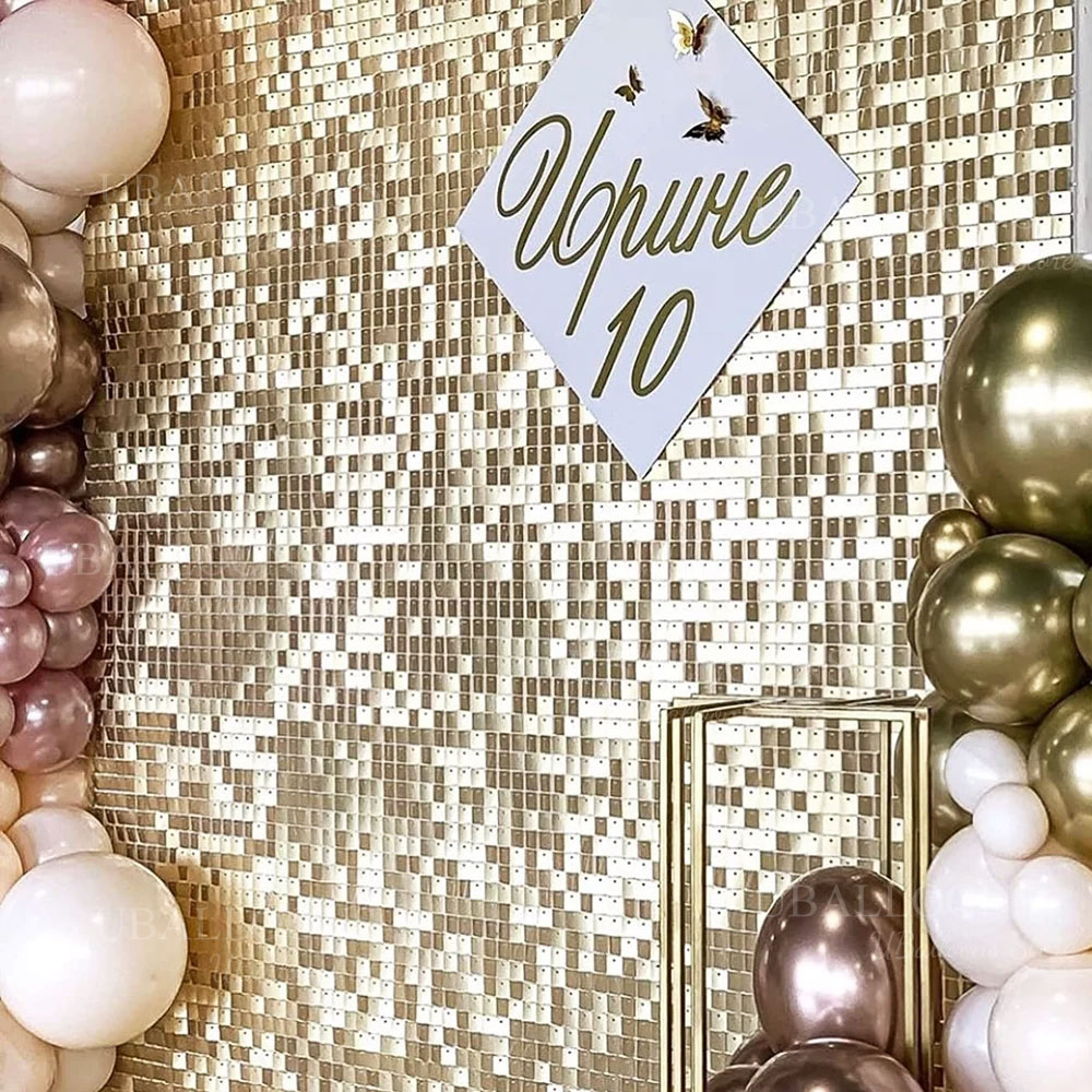 Champagne Gold Shimmer Backdro - Sequin Fabric Panel 评论和价格