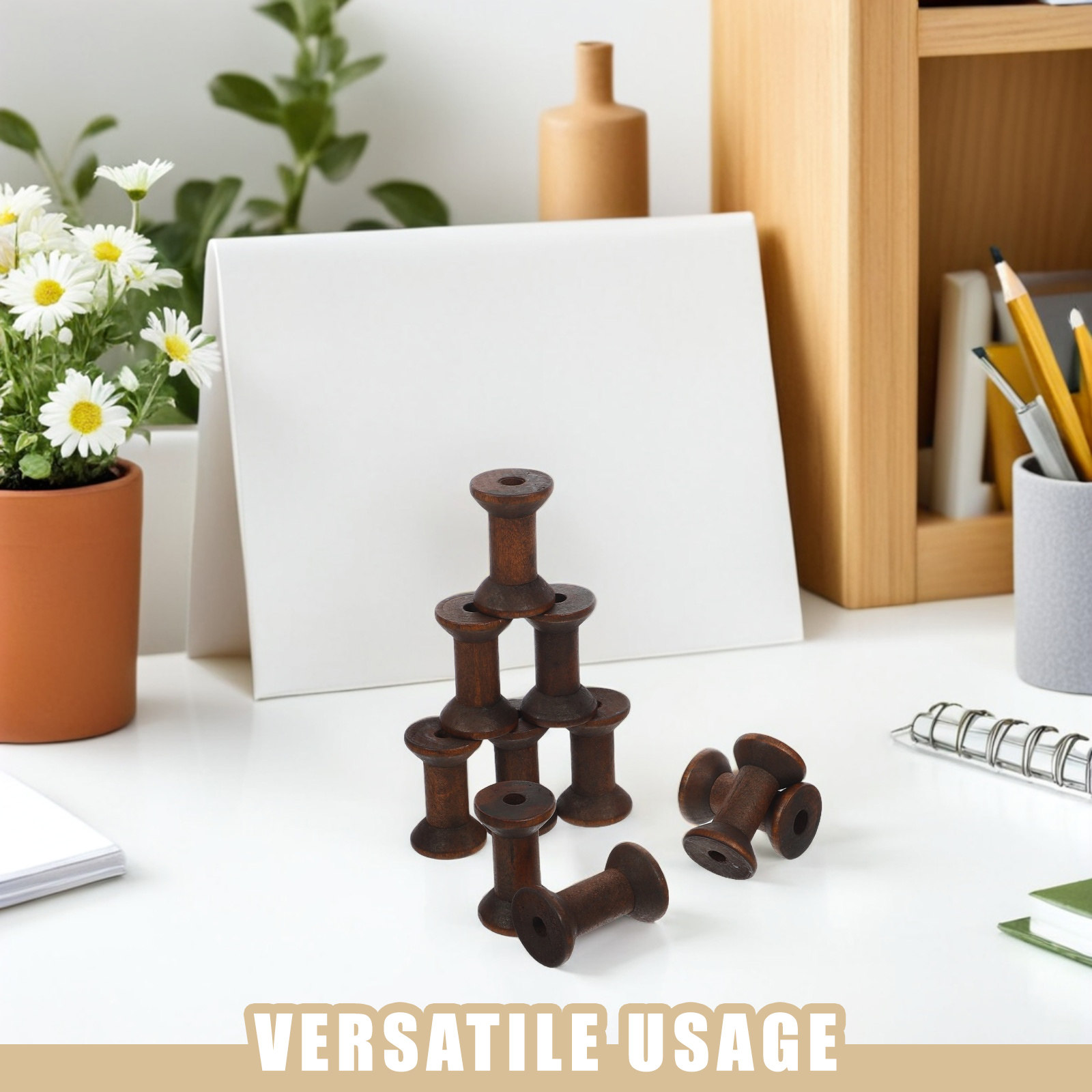 10Pcs Vintage Wooden Spools Na - Organza Ribbon Spool 评论和价格