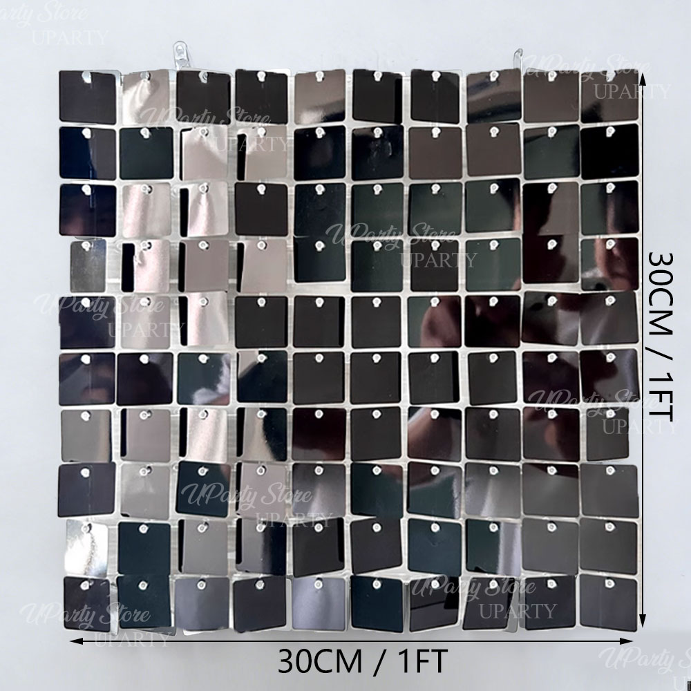 Black Shimmer Wall Backdrop 12 - Sequin Fabric Panel 评论和价格